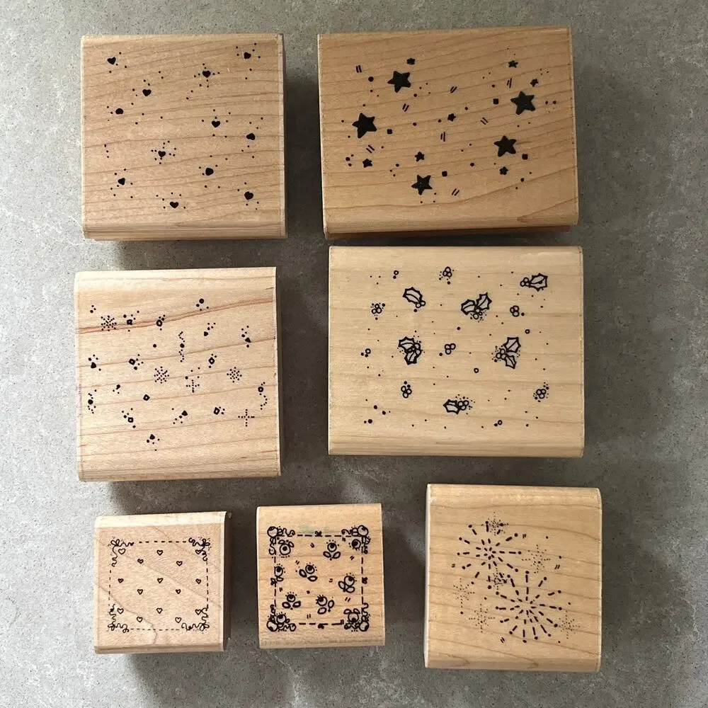 Vintage Lot of 7 D.O.T.S. Mounted Rubber Stamps Scrapbooking Crafting